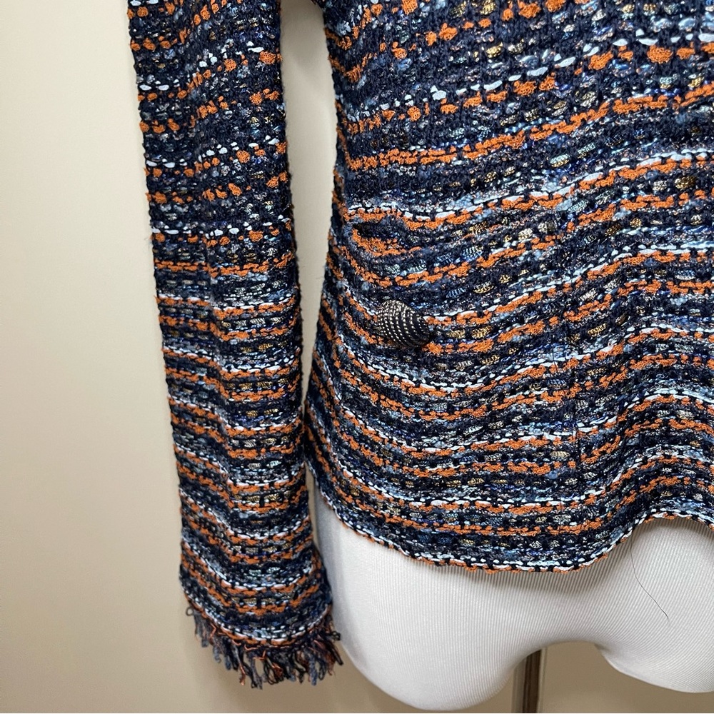 St. John Navy and Copper Tweed Blazer with Floral Scarf - Picture 12 of 15